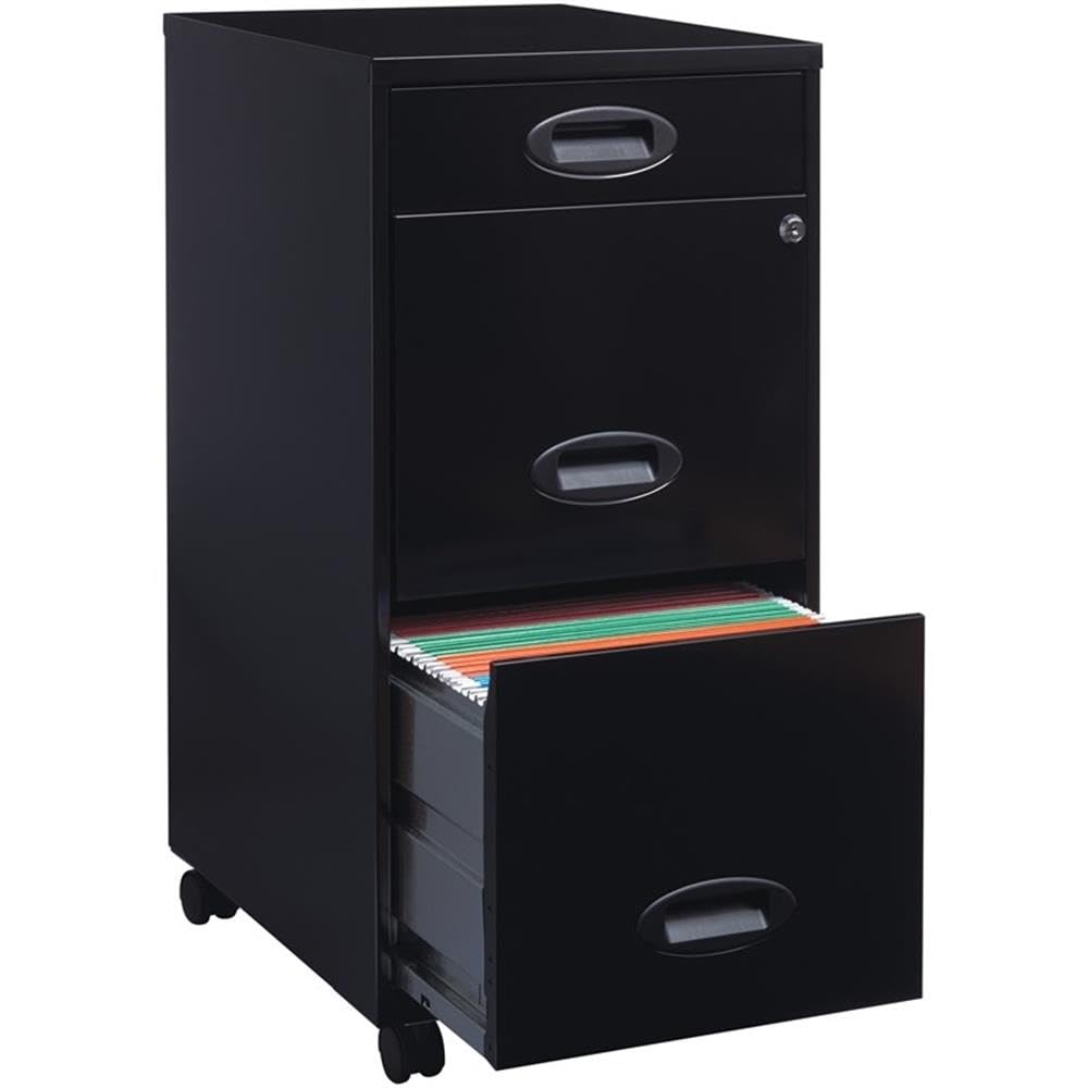 Black Metal 3 Drawer Vertical Filing Cabinet B217
