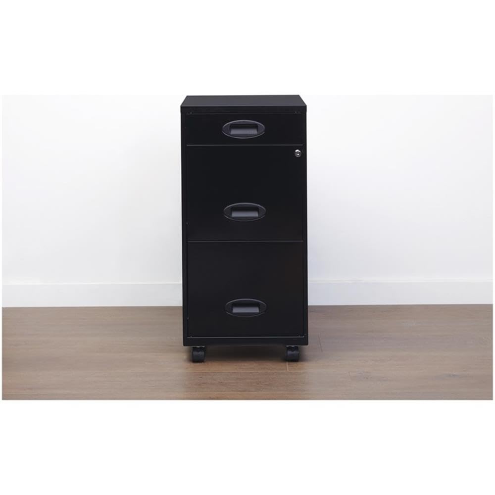 Black Metal 3 Drawer Vertical Filing Cabinet B217