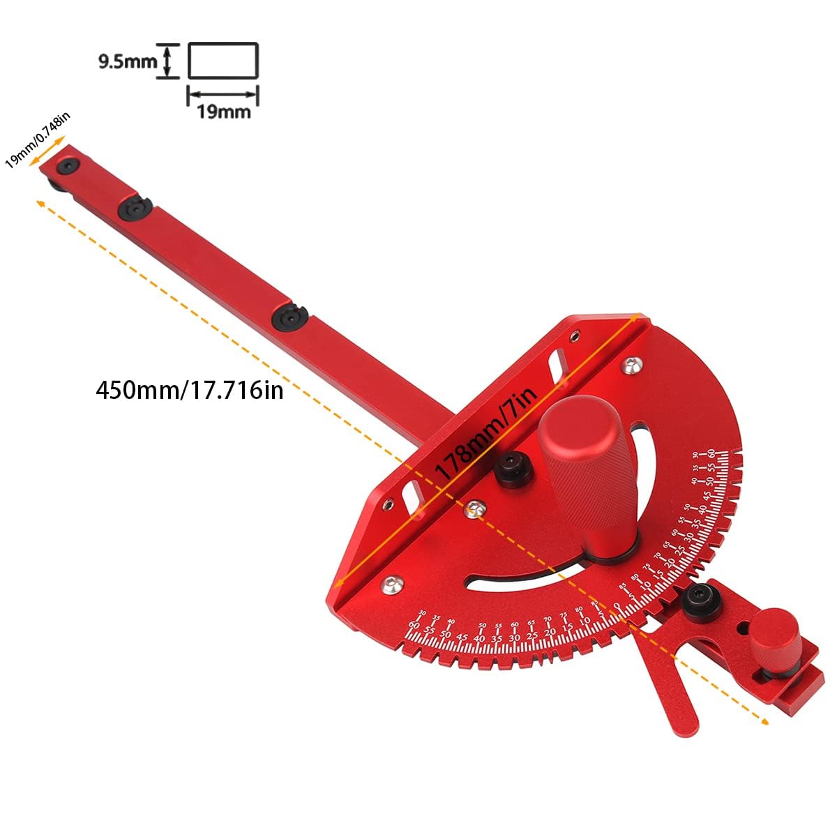 Aluminum Precision Miter Gauge with T-Track Fence and Flip Stop T7128