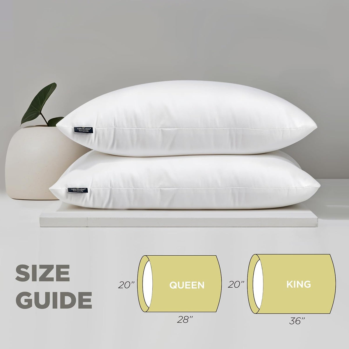 100% Organic Cotton Cover King Size Bed Pillows Set of 2 G255320