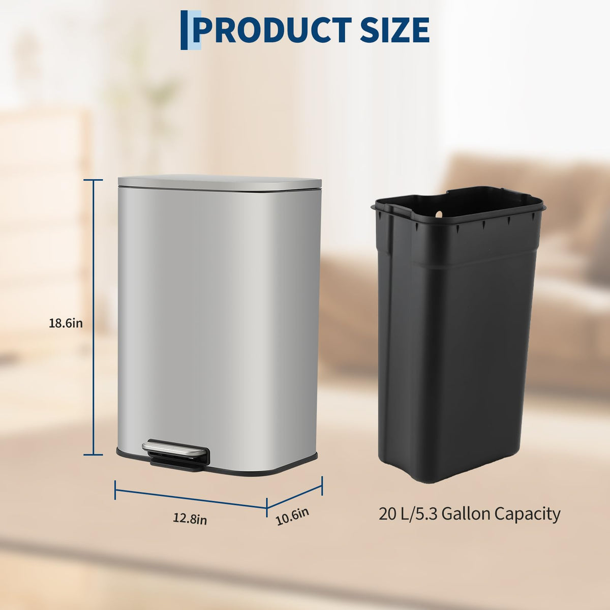 13.2 gal Stainless Steel Step Trash Can G3687