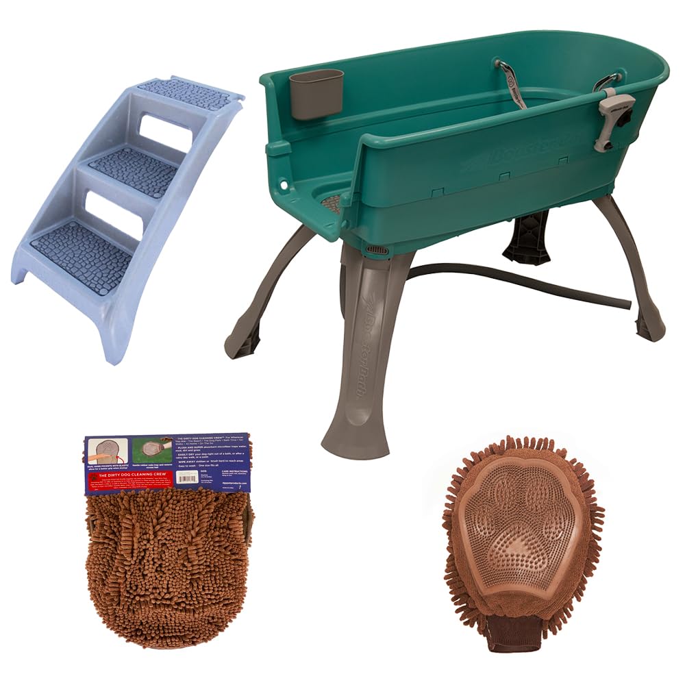 Elevated Pet Bathing Large Teal with Steps T51323