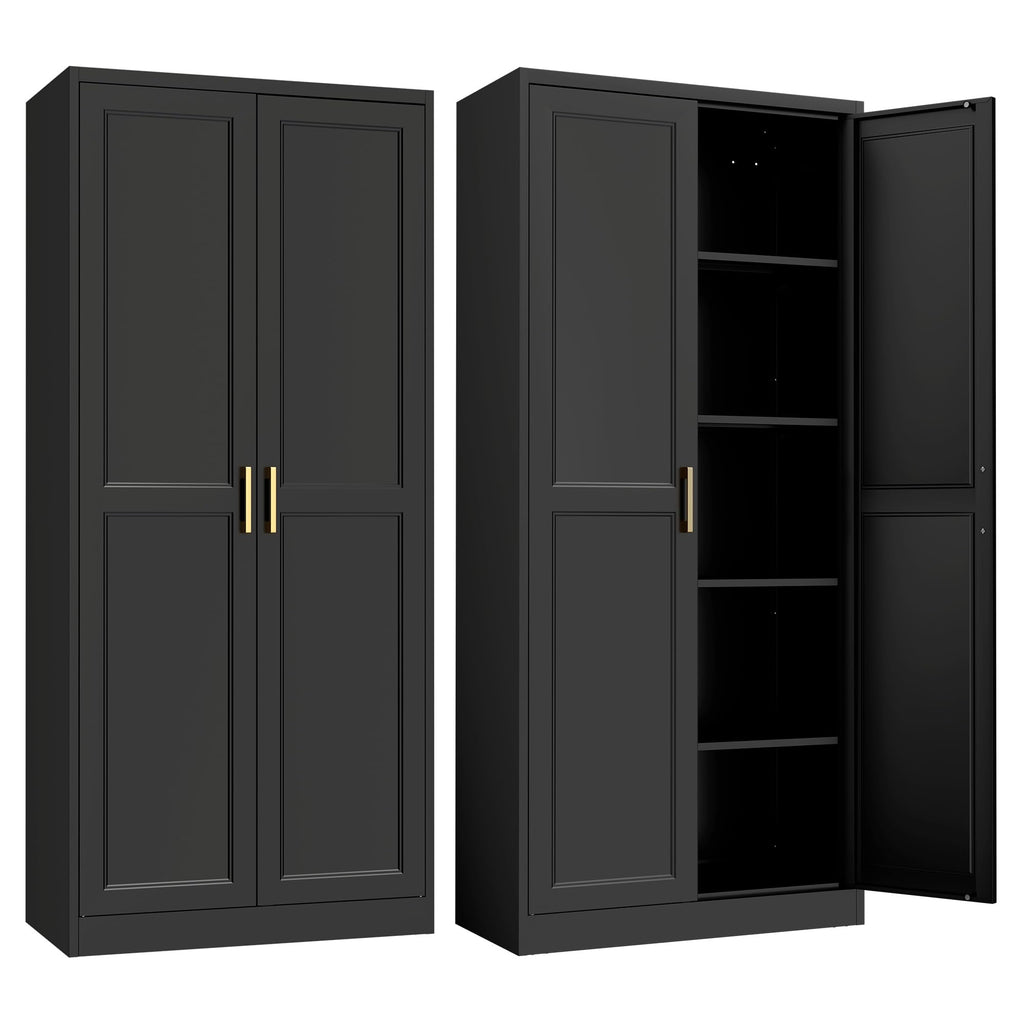 71" Metal Pantry Storage Cabinet with Doors & 4 Adjustable Shelves R48757