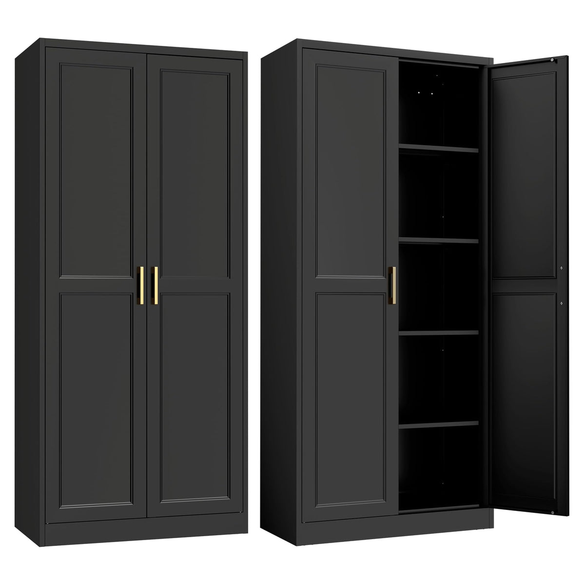 71" Metal Pantry Storage Cabinet with Doors & 4 Adjustable Shelves R48757