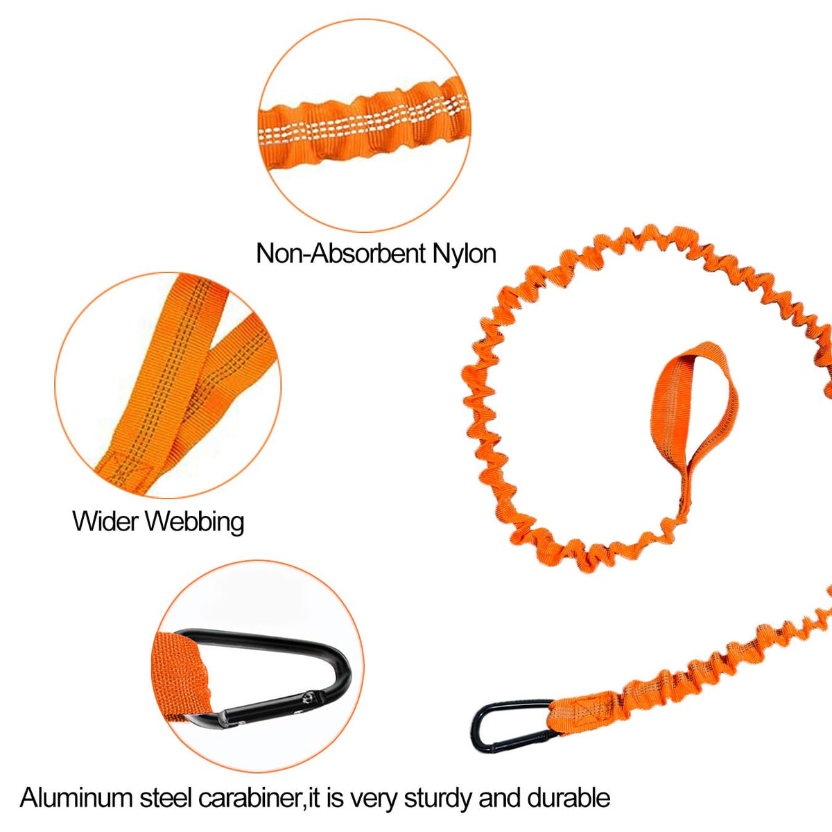2 Pack Stretchable Paddle Leash with Carabiner D261138