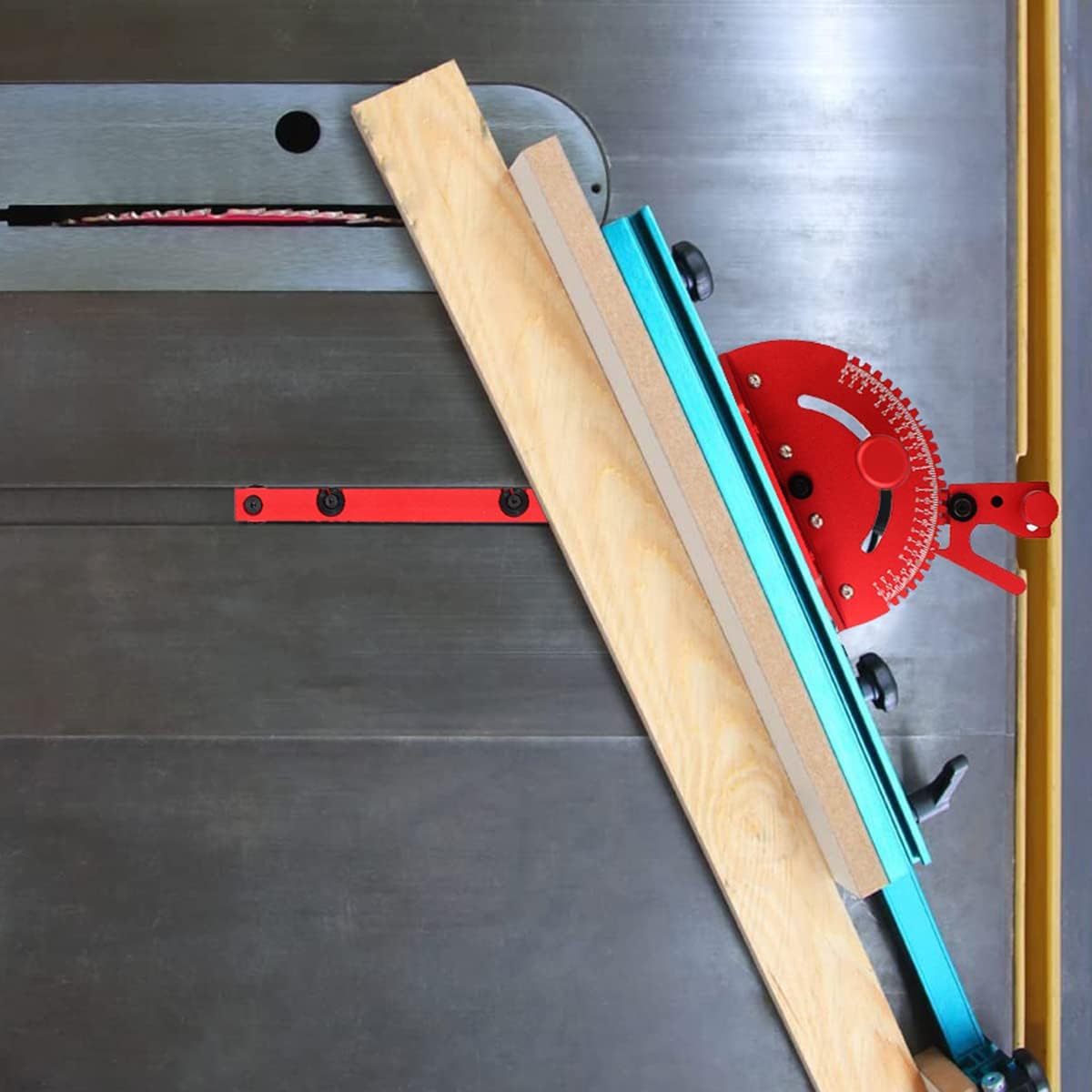 Aluminum Precision Miter Gauge with T-Track Fence and Flip Stop T7128