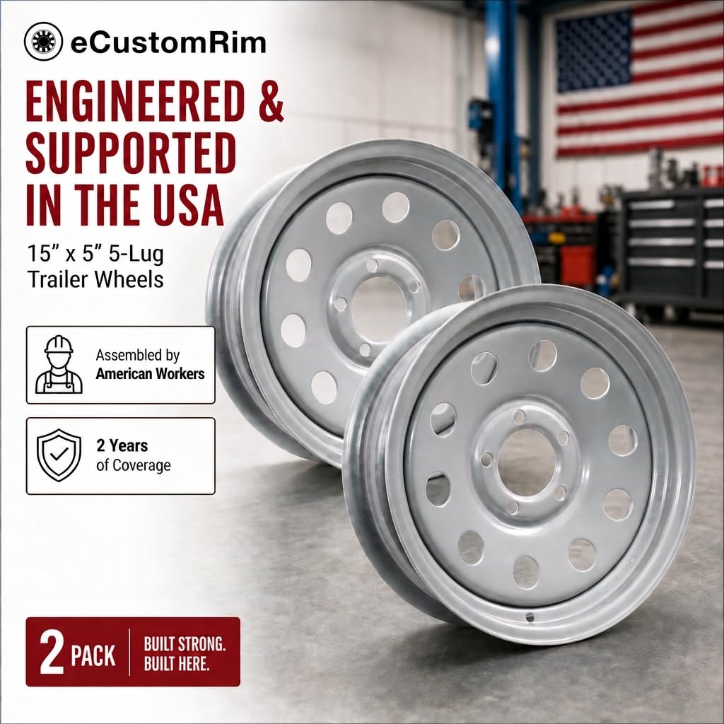 15 Inch 5 Lug Silver Trailer Wheel Q71062