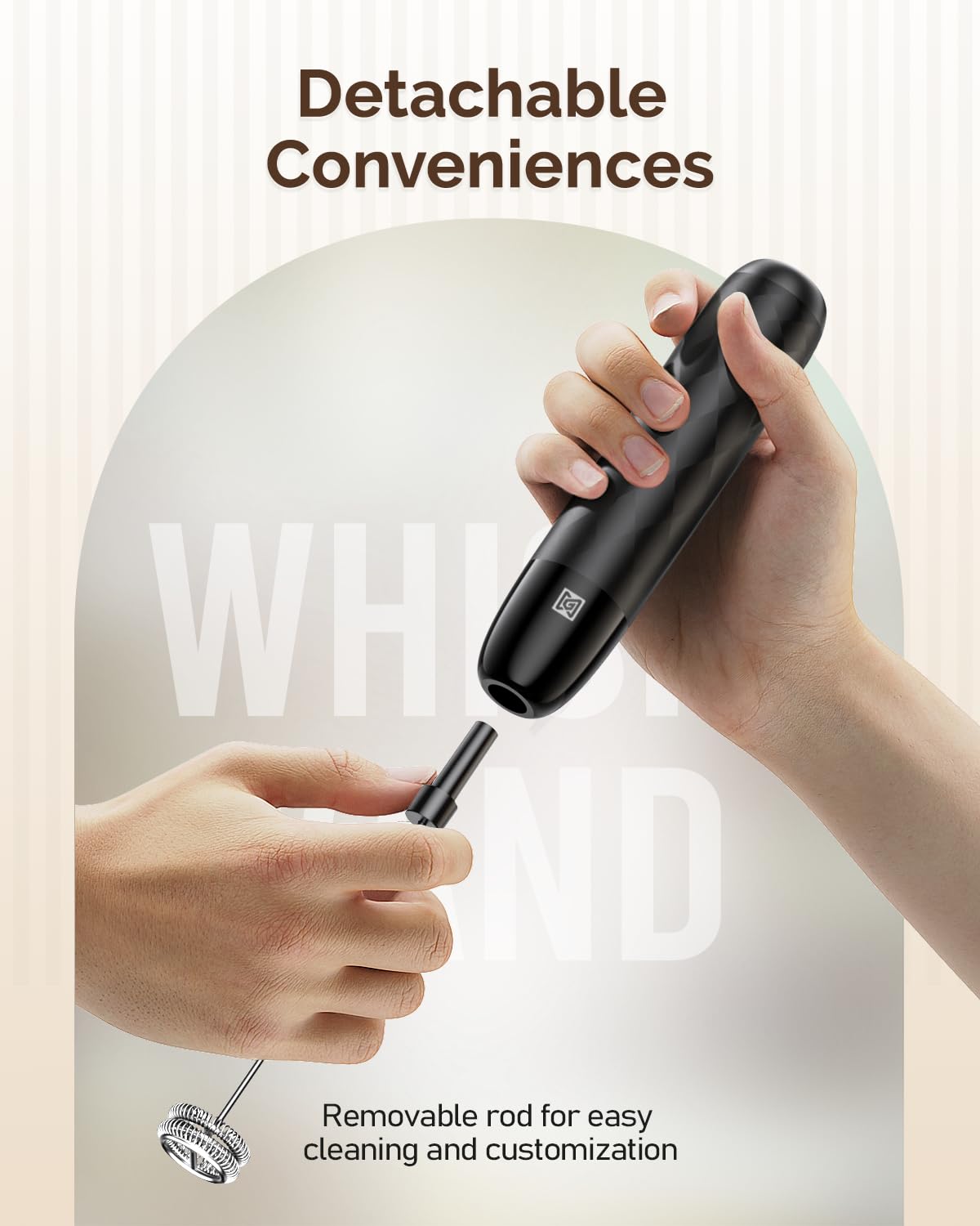 Rechargeable Milk Frother with Detachable Wand N6695
