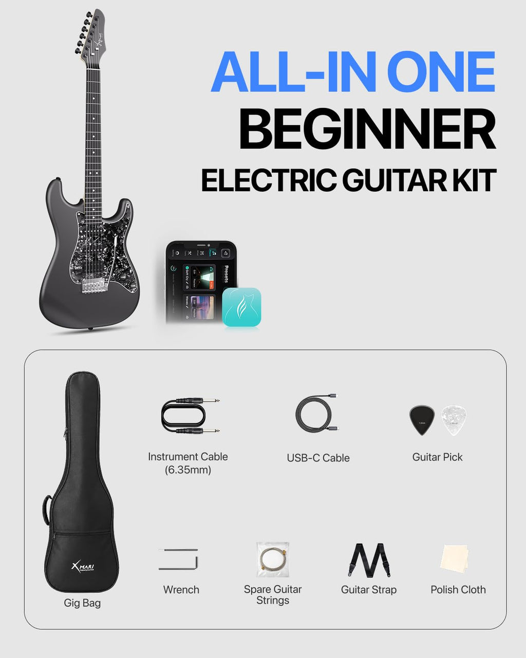 39" Smart Electric Guitar with Built-in 4 Effects S4466