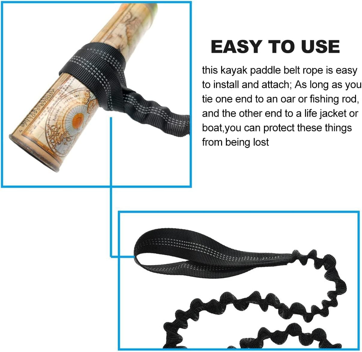 2 Pack Stretchable Paddle Leash with Carabiner D261138
