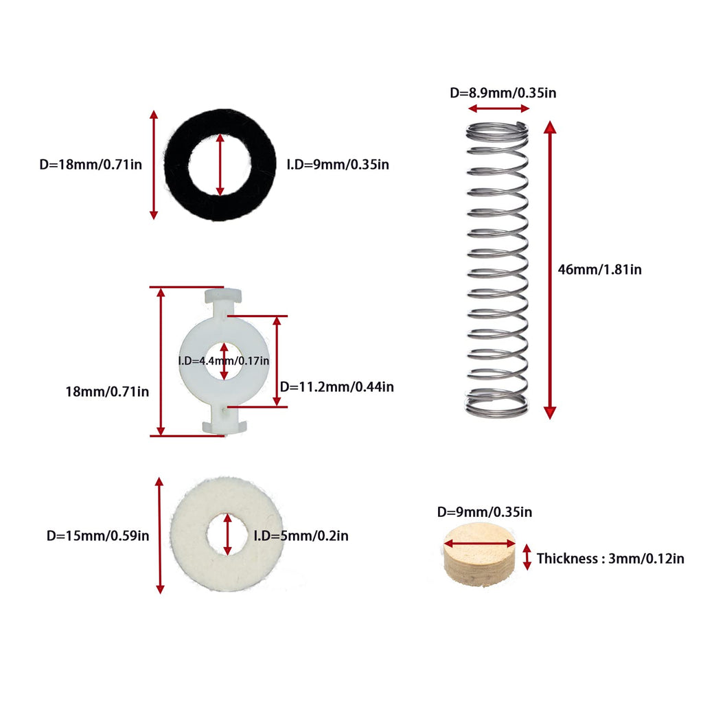 Trumpet Valve Repair Kit with Springs Felts and Cork Pads I505