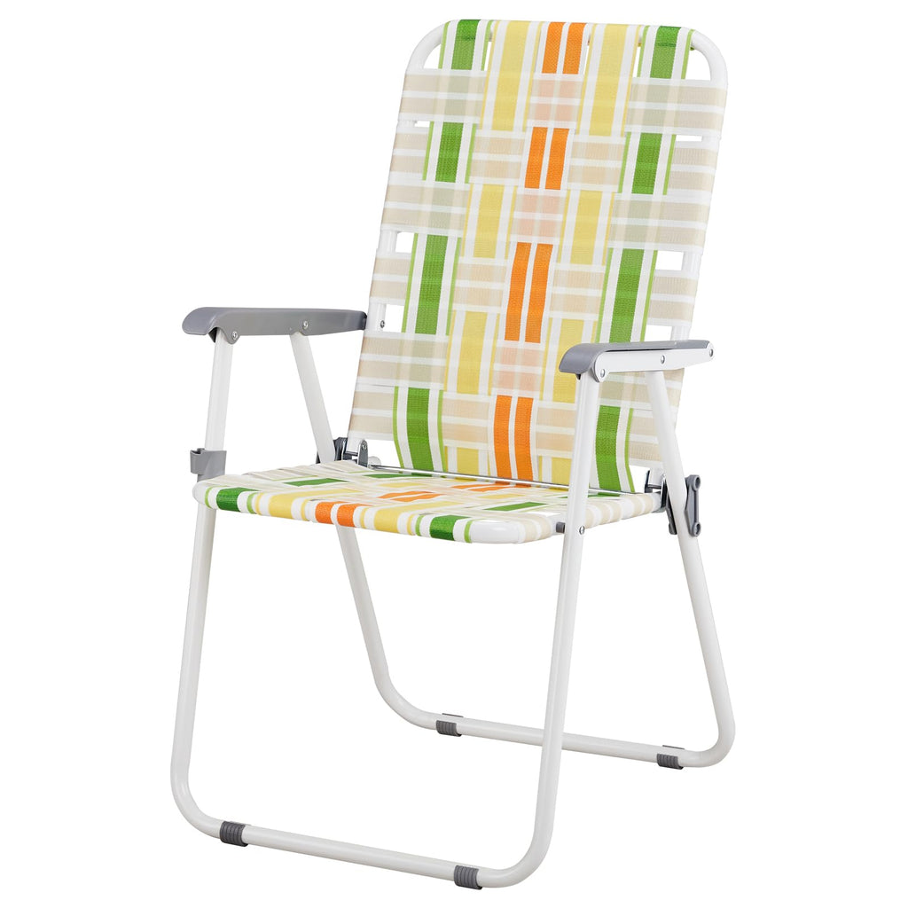Set of 2 Webbed Folding Beach Chairs Yellow & Green W687733