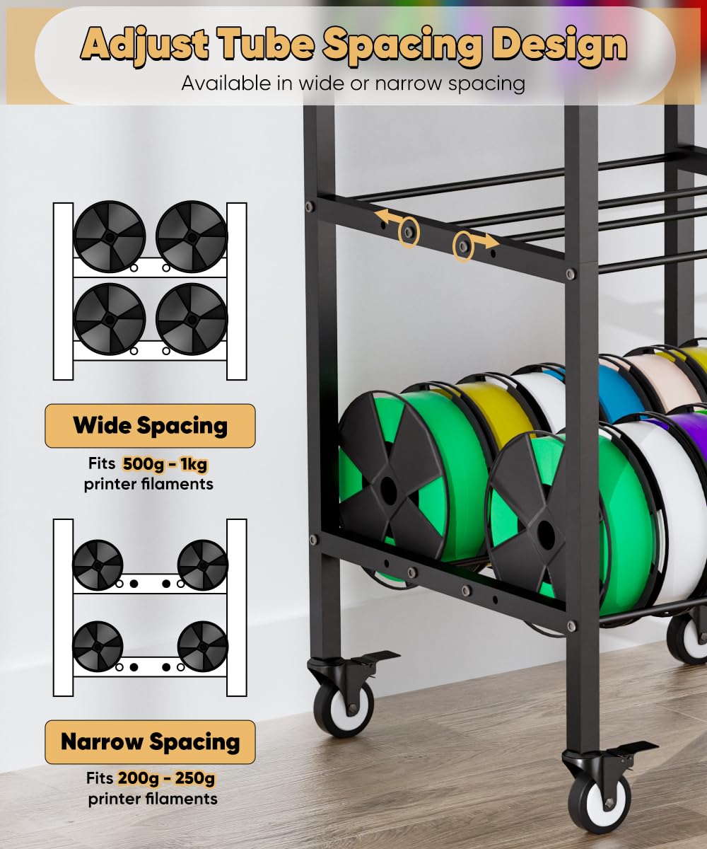 5-Tier 3D Printer Filament Storage Rack with Wheels X445330