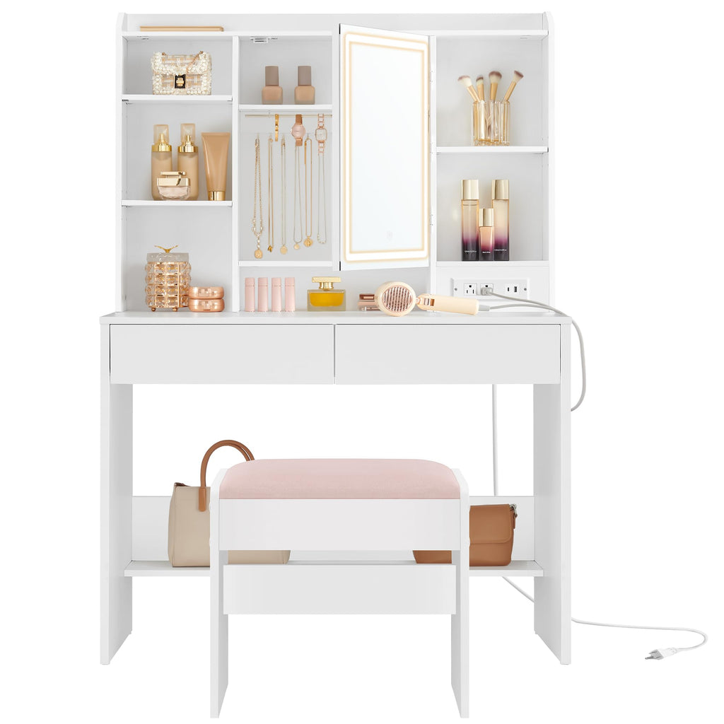 Vanity Desk with Mirror and Lights S94205