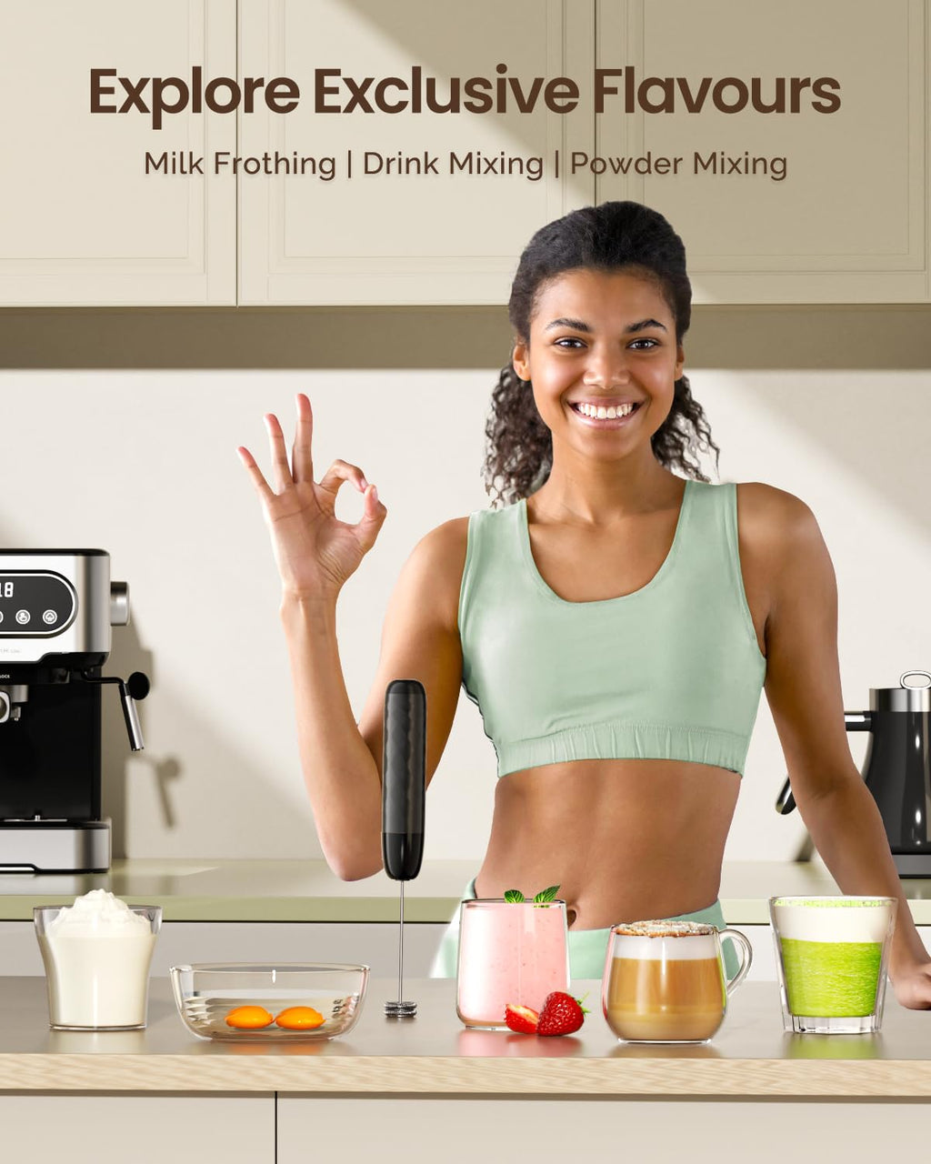 Rechargeable Milk Frother with Detachable Wand N6695