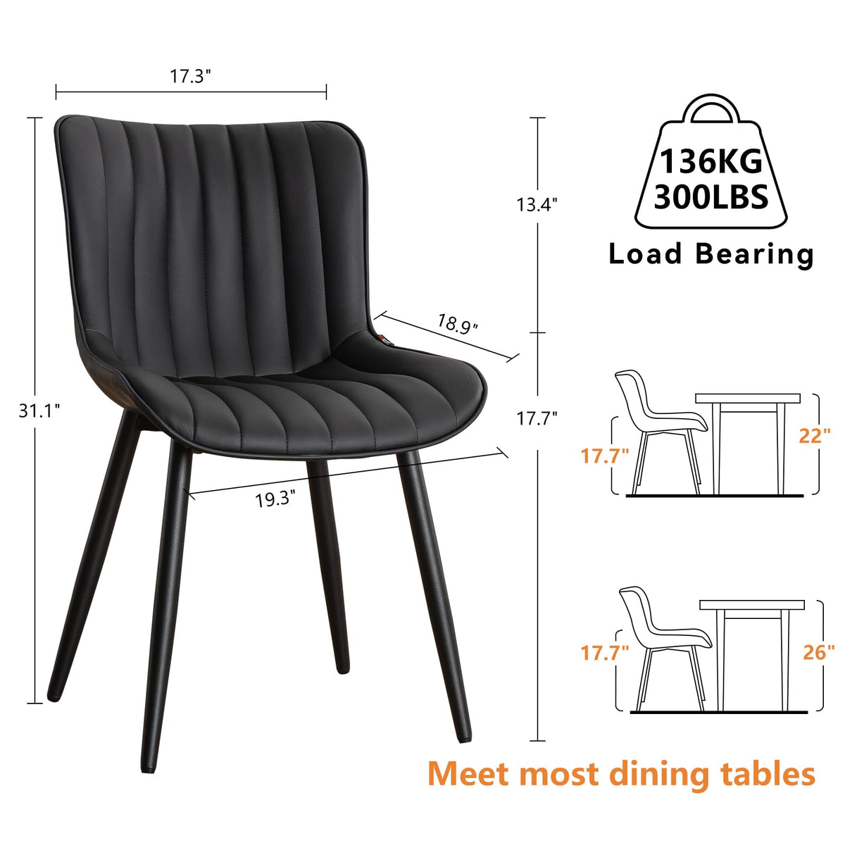 Black Dining Chairs Set of 2 W909600