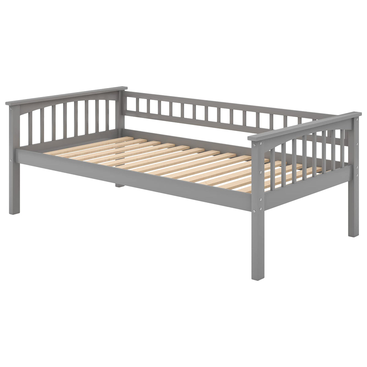 Grey Convertible Wood Twin-Over-Twin Bunk Bed with Storage Drawers and Ladder P7357
