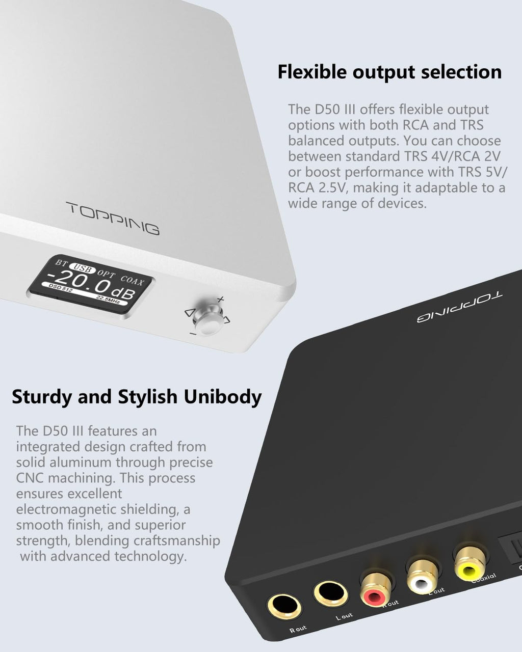 Desktop HiFi DAC & Preamplifier, Bluetooth 5.1, RCA/TRS Outputs (Black) U385488