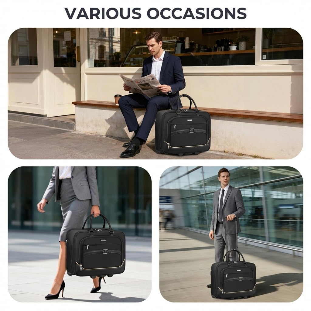 Black 17.3 In Rolling Laptop Bag with Wheels P40863