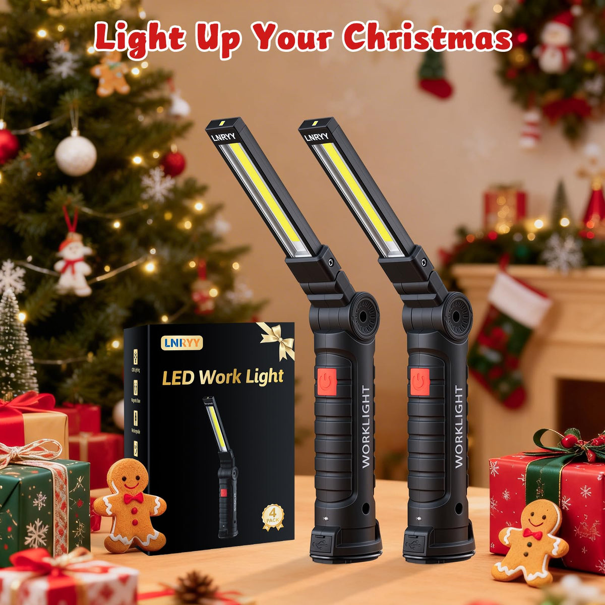 4 Pack Rechargeable Magnetic LED Work Light A26517