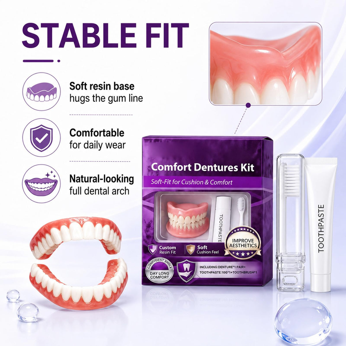Silicone Dentures Upper & Lower Set A726
