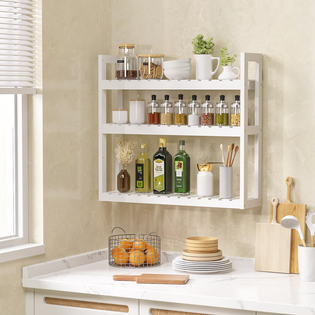 White 3 Tier Bamboo Bathroom Shelves G64885