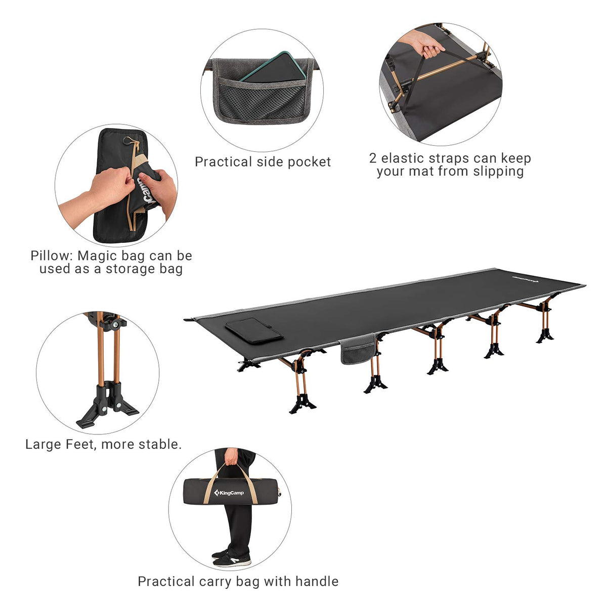 Portable Camping Cot & Single-Size Inflatable Sleeping Pad I3193