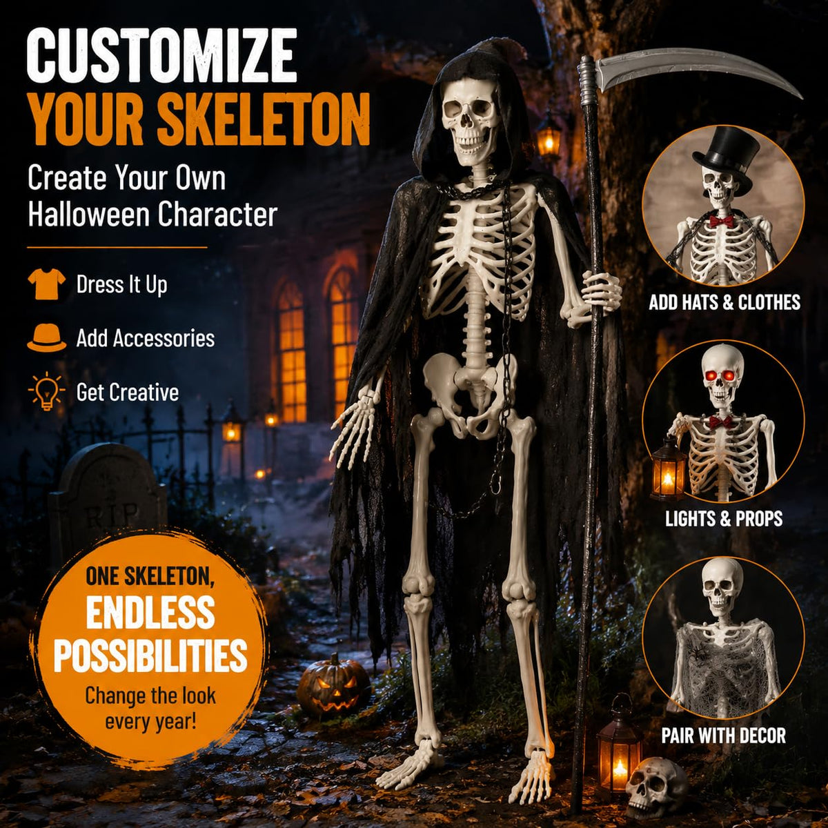 5.4 FT Poseable Skeleton B142