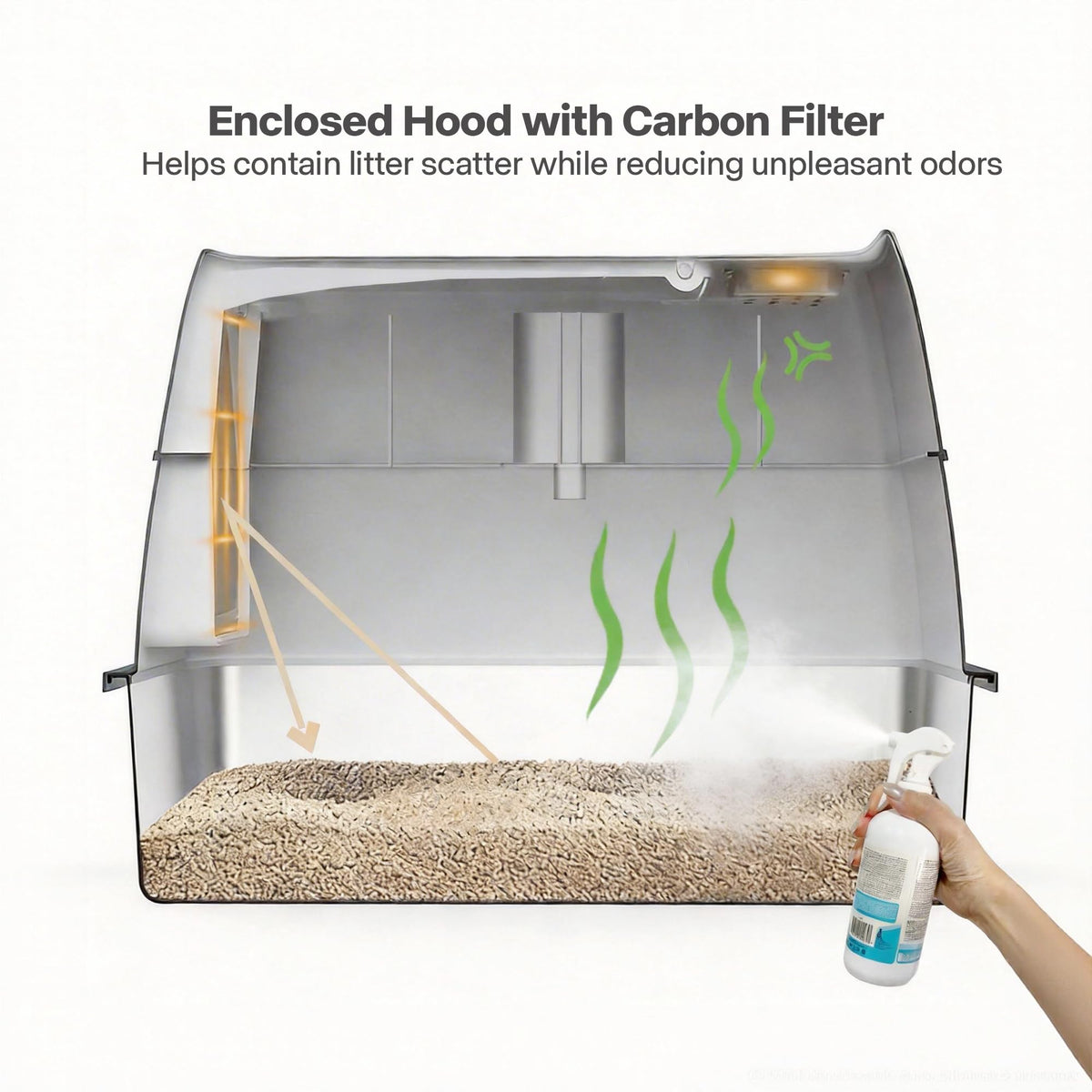 Large Stainless Steel Enclosed Cat Litter Box with Lid and Scoop Z2450