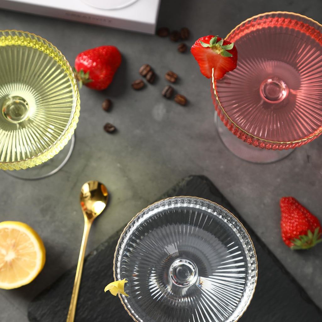 Coupe Glasses Set of 6, 10 oz Hand Blown Cocktail Glasses N4030