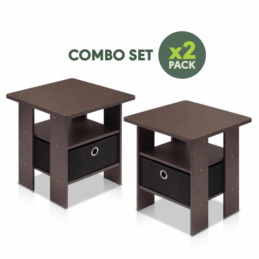 Brown 3-Tier Square Side Table Set of 2 Z31481