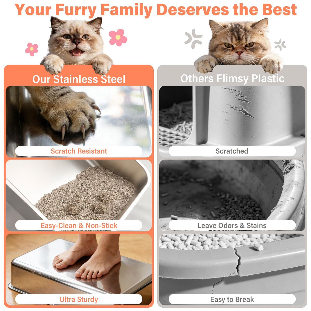 XL Stainless Steel Cat Litter Box with Lid and Scoop Z29226