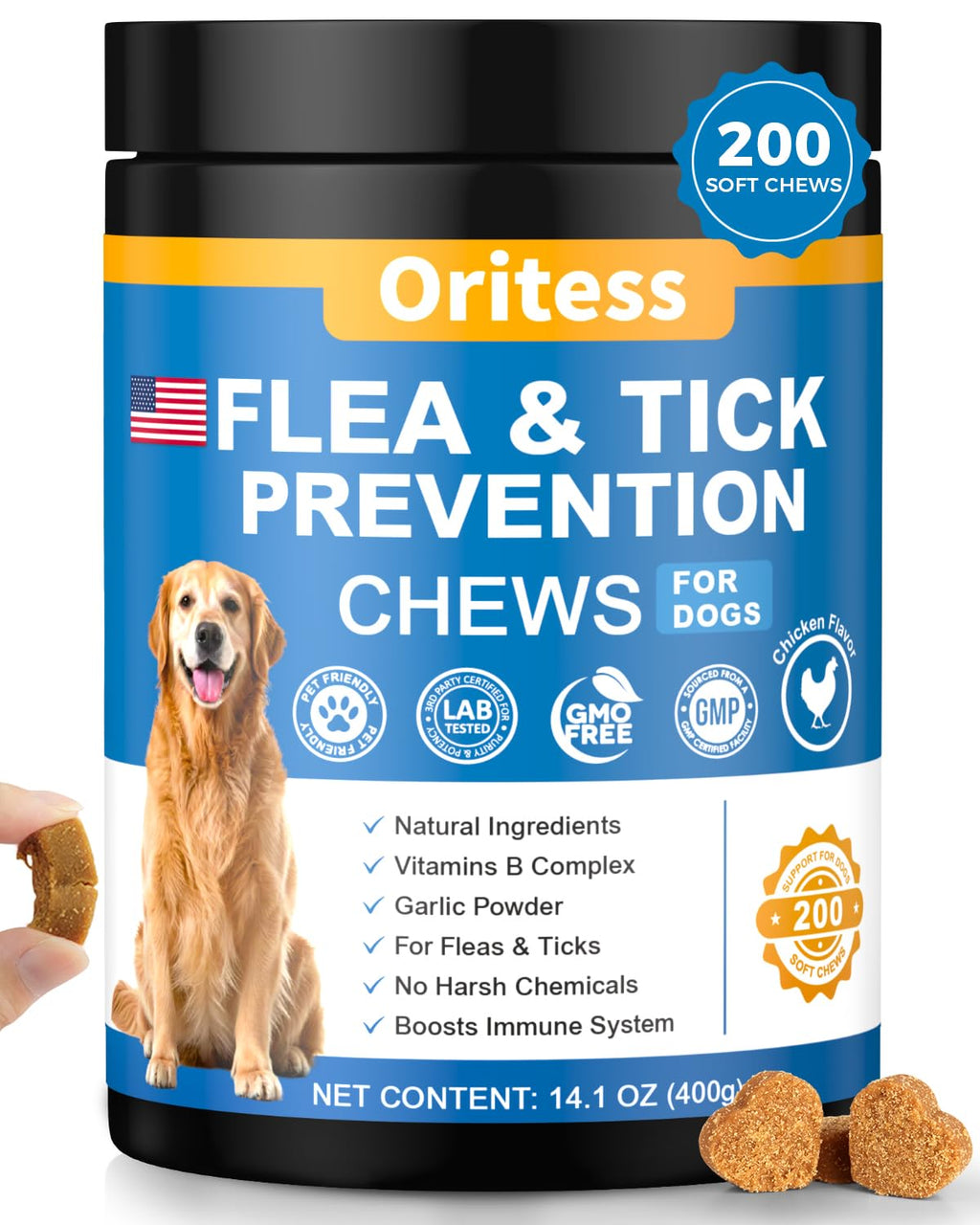 Flea and Tick Prevention for Dogs 200 Soft Chews Chicken Flavor N435