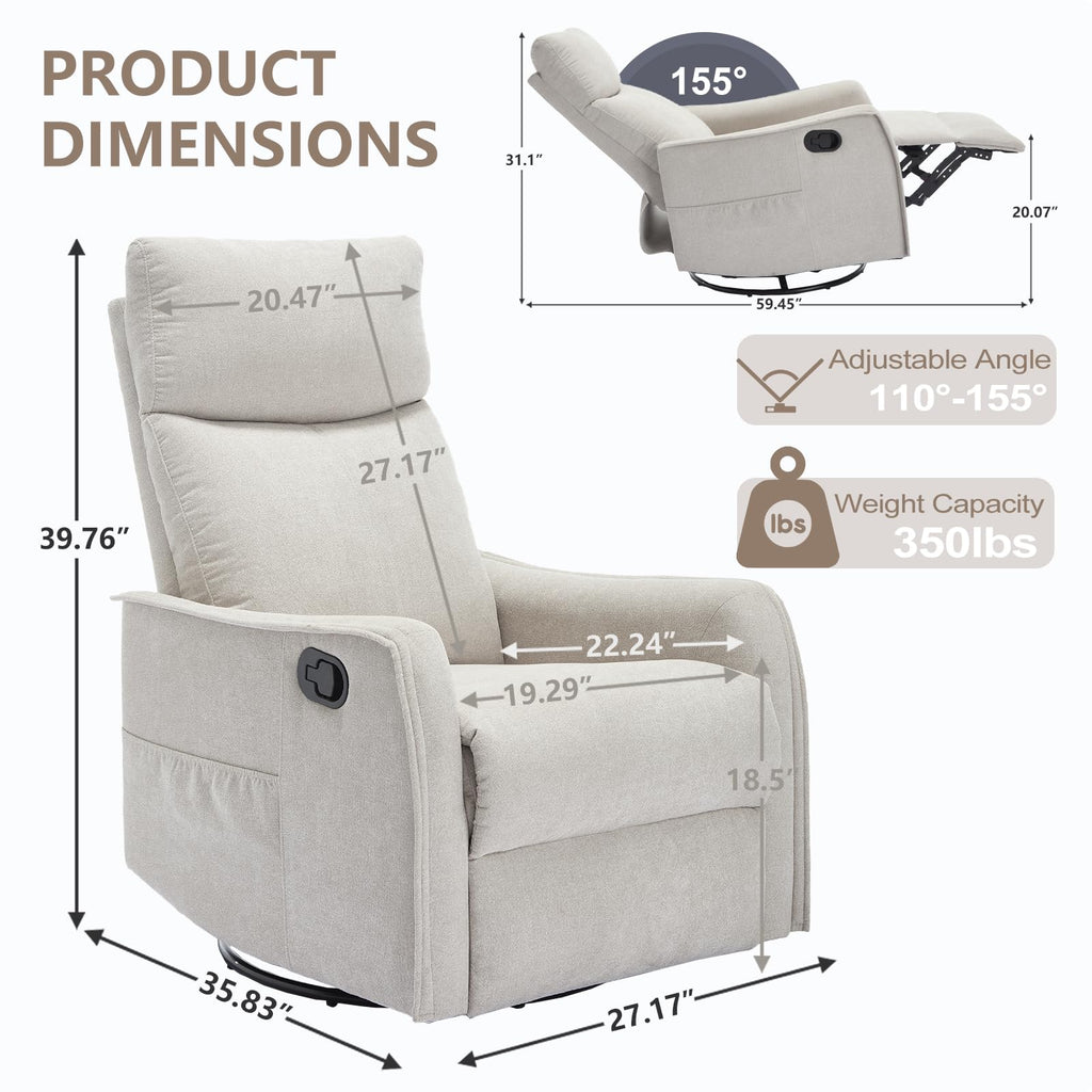 Swivel Rocker Recliner Chair with Heated Massage B913938