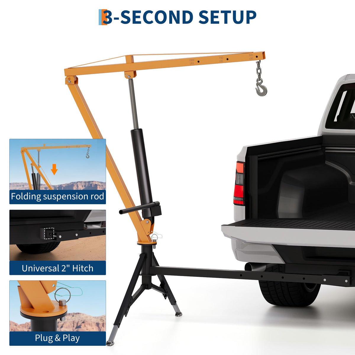 1000 lb Hitch Mount Hydraulic Pickup Truck Crane F272449