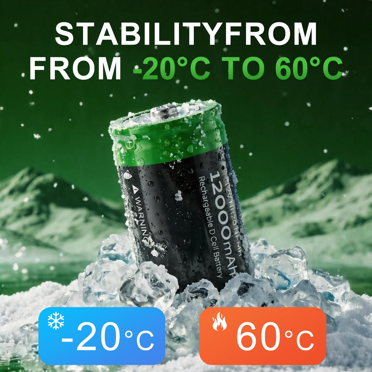 Rechargeable D Batteries, 12000mAh Ni-MH 1.2V 4-Pack Y162