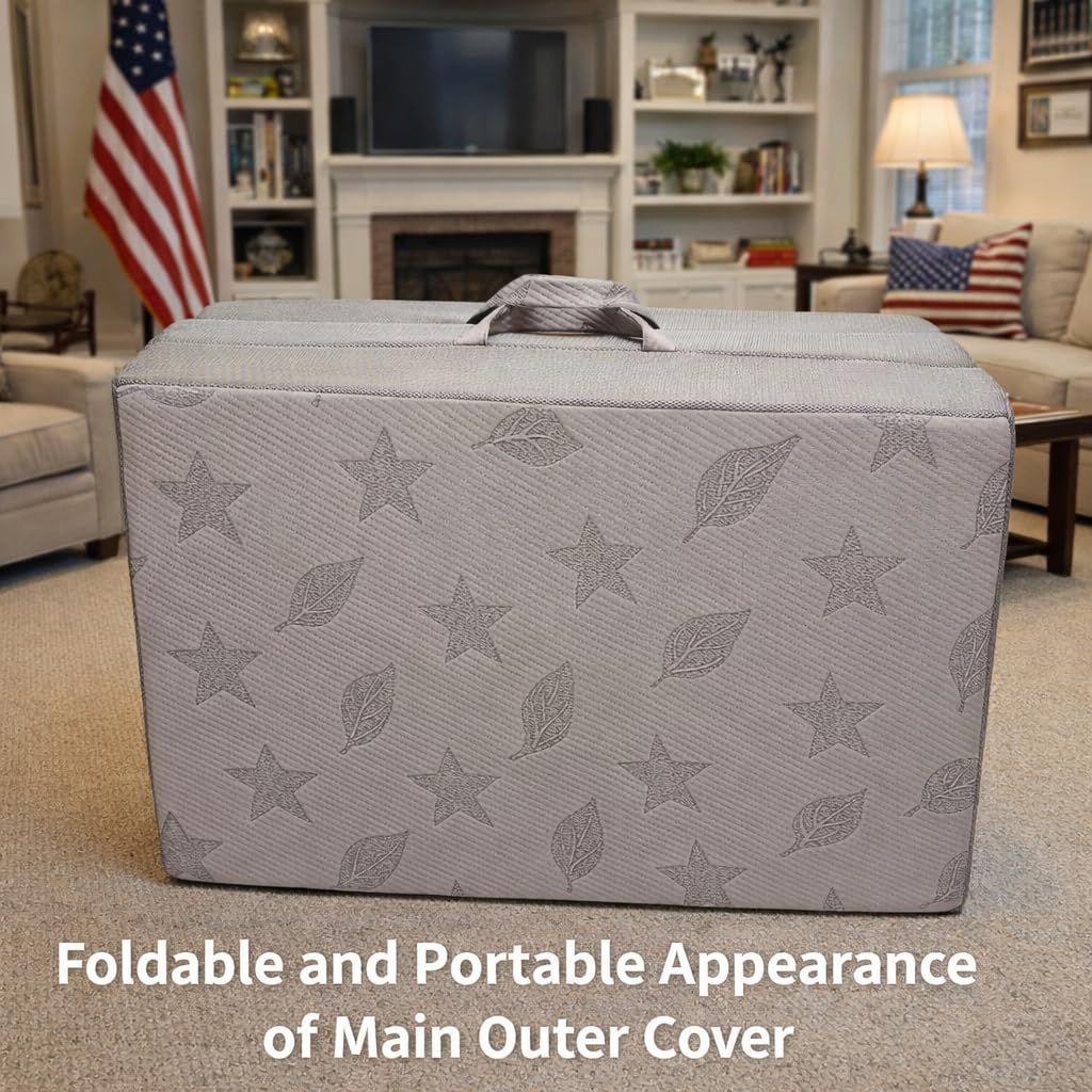 Twin 6-Inch Foam Tri Fold Floor Mattress with 2 Washable Covers N8429