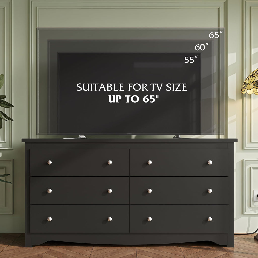 Black 6-Drawer TV Stand R327492