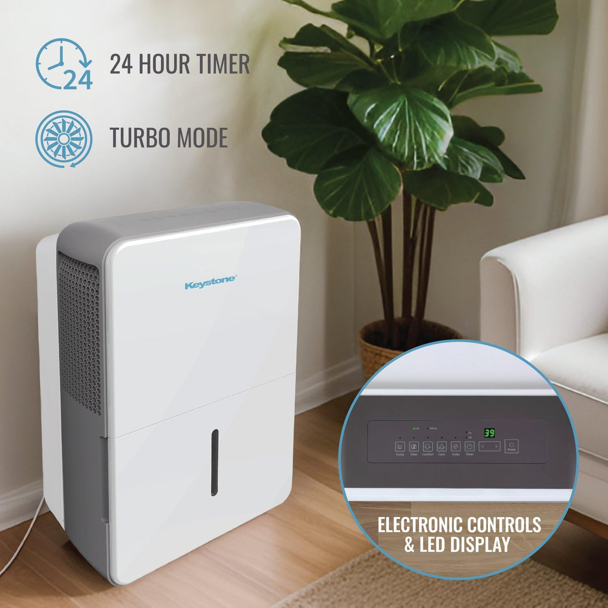 50-Pint Portable Dehumidifier with Auto-Shutoff and Timer R5077