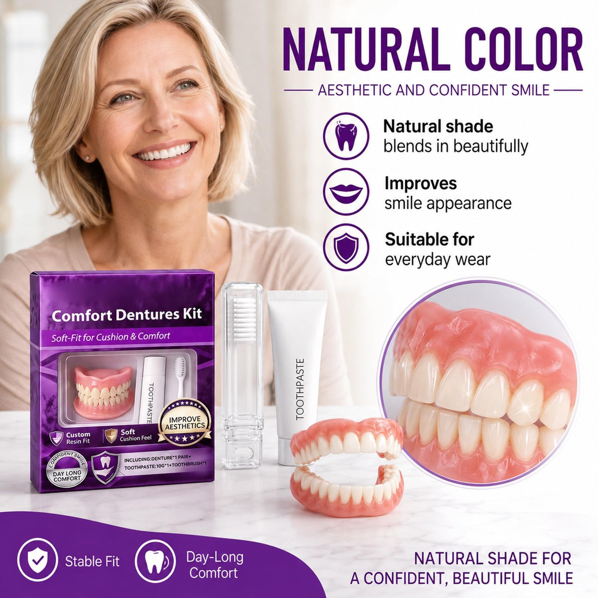 Silicone Dentures Upper & Lower Set A726