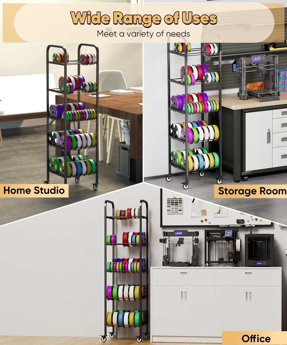 5-Tier 3D Printer Filament Storage Rack with Wheels X445330