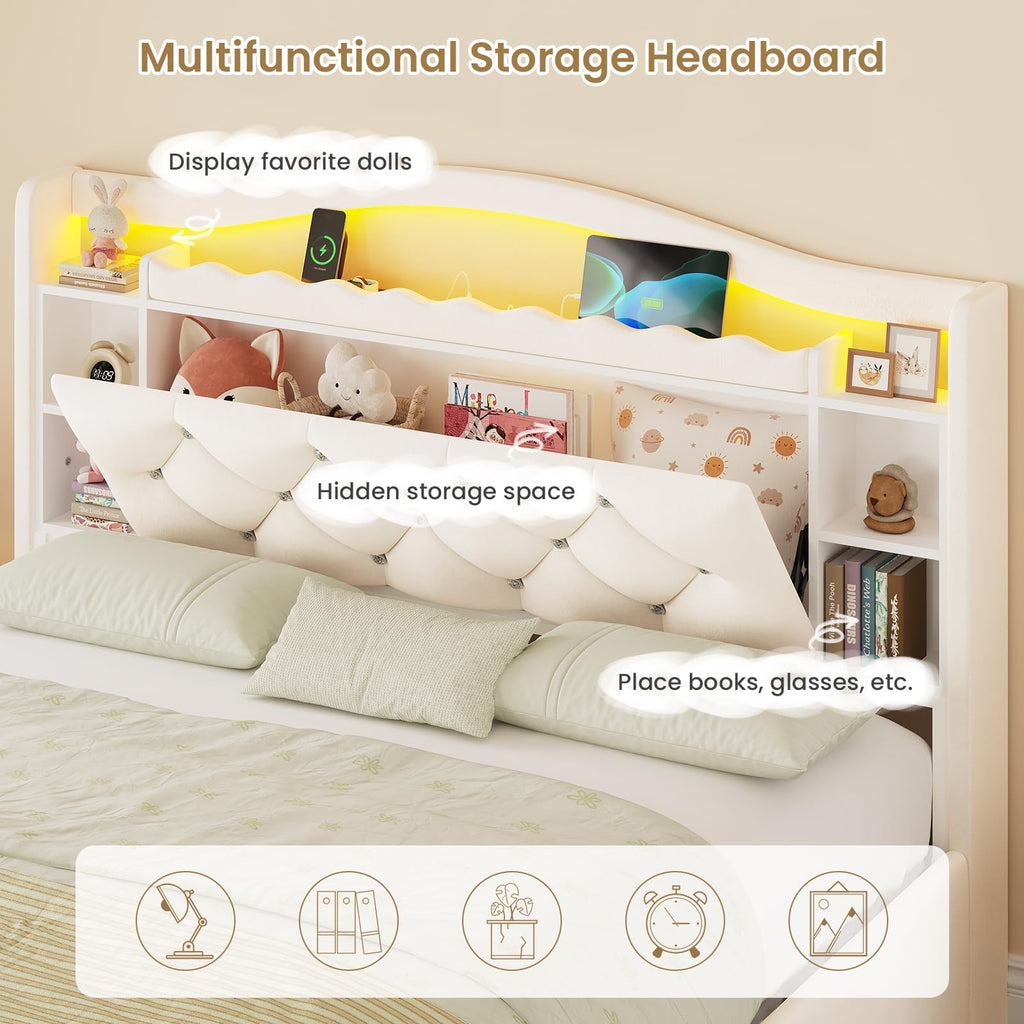 Full Size Velvet Upholstered Platform Bed with 4 Storage Drawers U99026