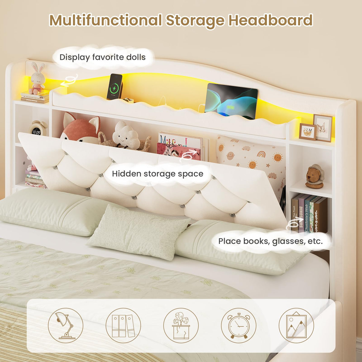 Full Size Velvet Upholstered Platform Bed with 4 Storage Drawers U99026