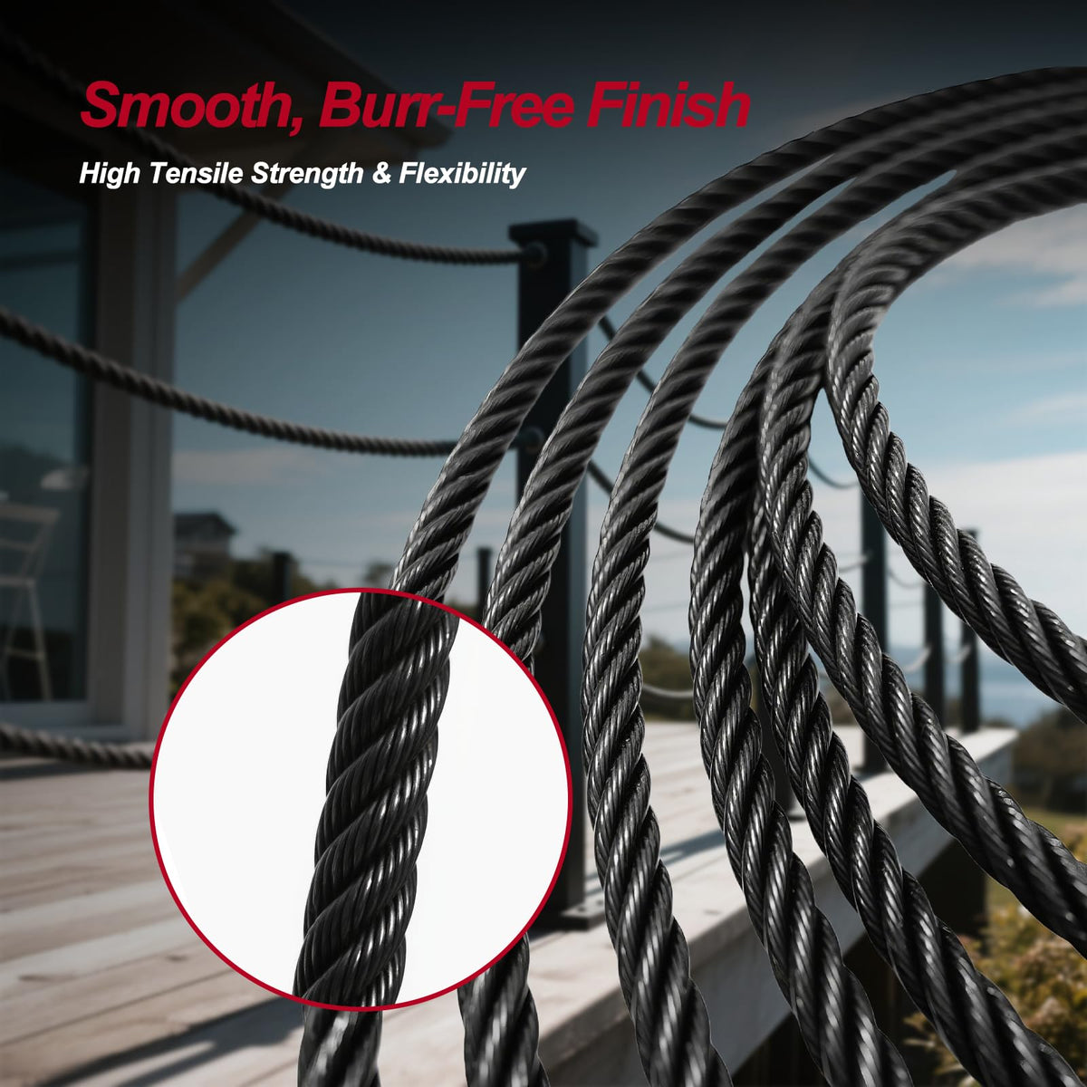 Black 1/8in T316 Stainless Steel Wire Rope T89936
