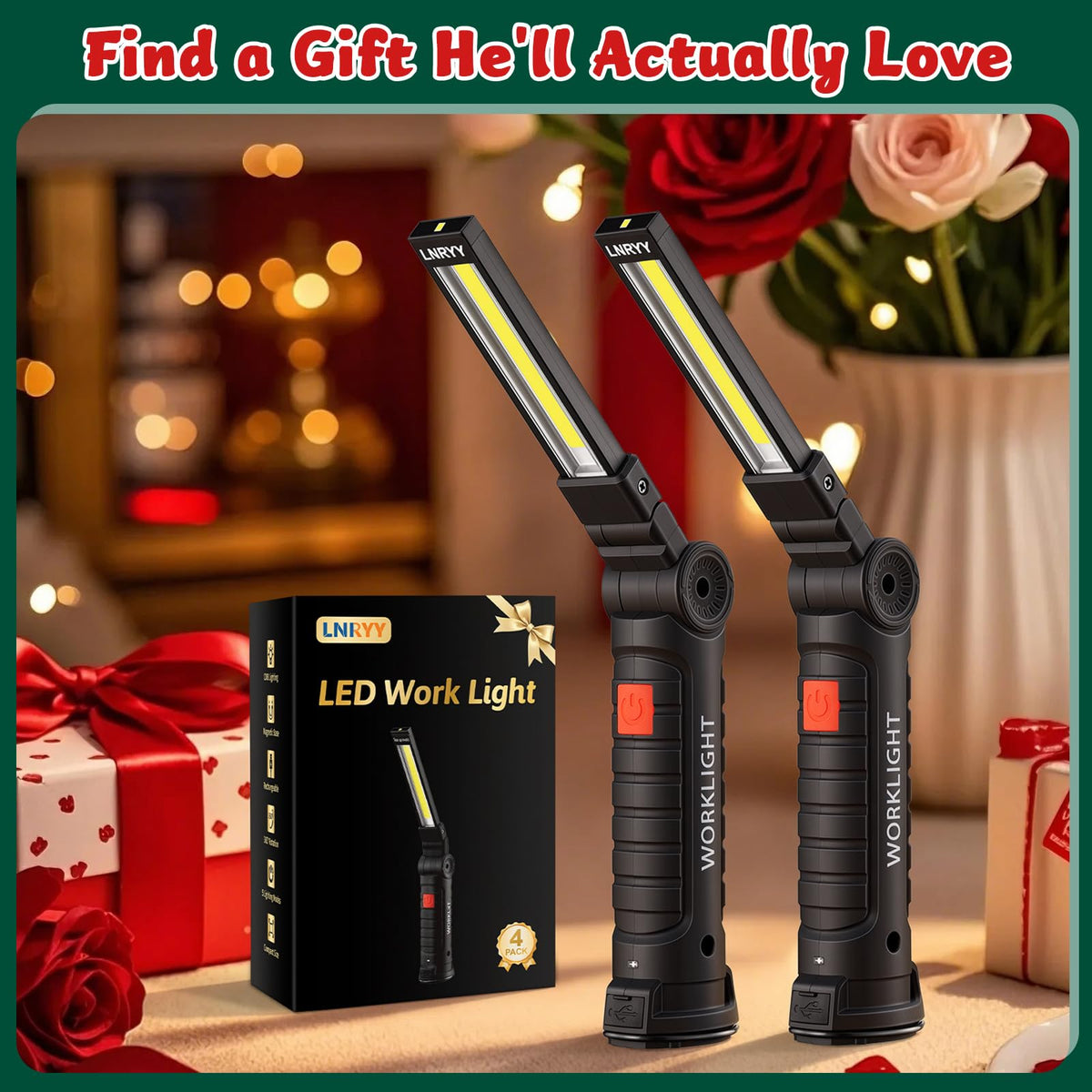 4 Pack Rechargeable Magnetic LED Work Light A26517