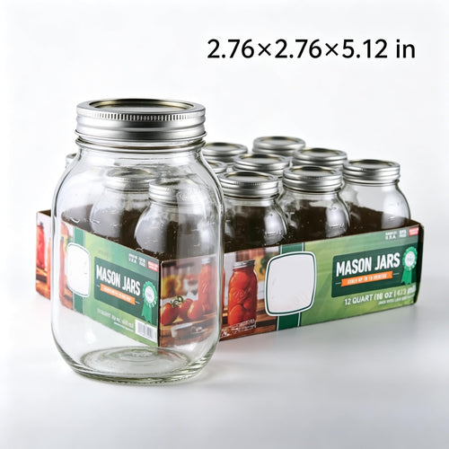 16Oz Regular Mouth Jars with Lids & Bands 12 Pack T99547