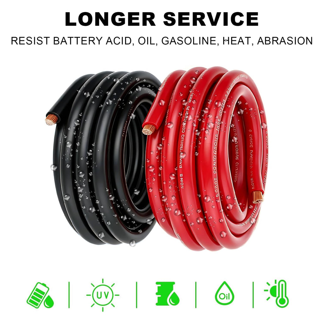 0 Gauge CCA Battery Cable 10FT Red 10FT Black Z614