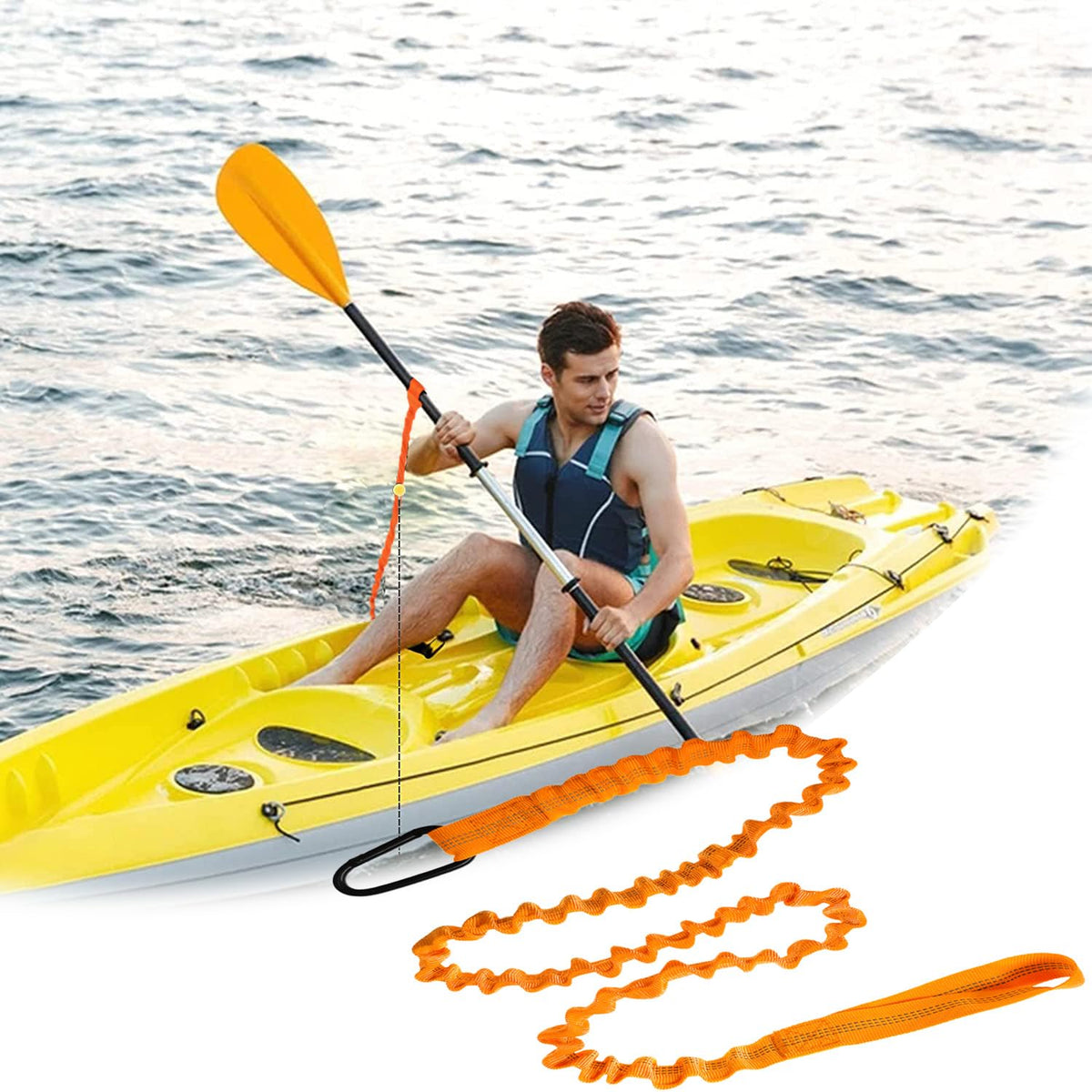 2 Pack Stretchable Paddle Leash with Carabiner D261138