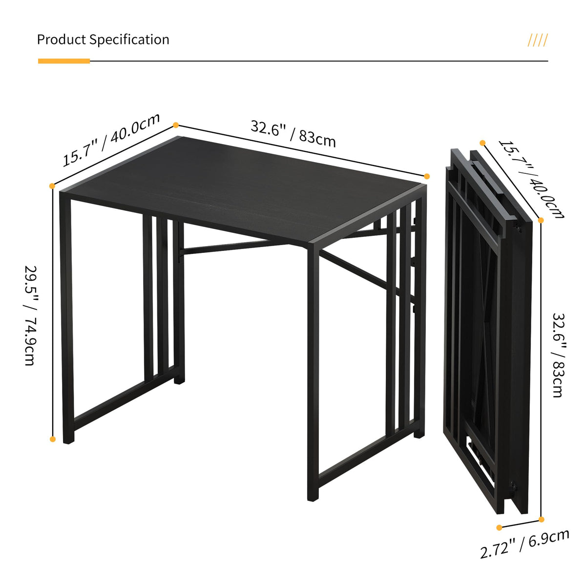 Folding Computer Desk 32 inch Black N9806