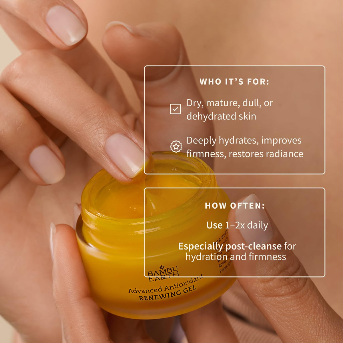 Antioxidant Renewing Gel Face Moisturizer with Bakuchiol Vitamin C Ester & Prickly Pear 1 oz B36573